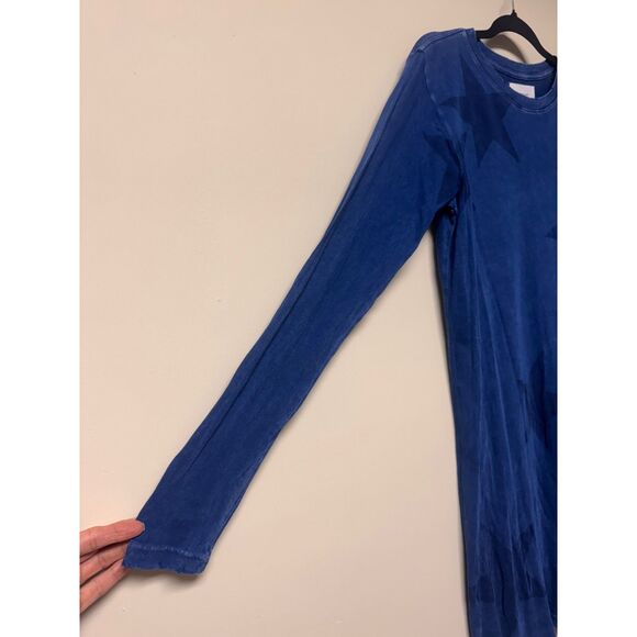 CURRENT ELLIOTT The Long Sleeve Beatnik Dress in Washed Blue Ground with Stars - Picture 3 of 8